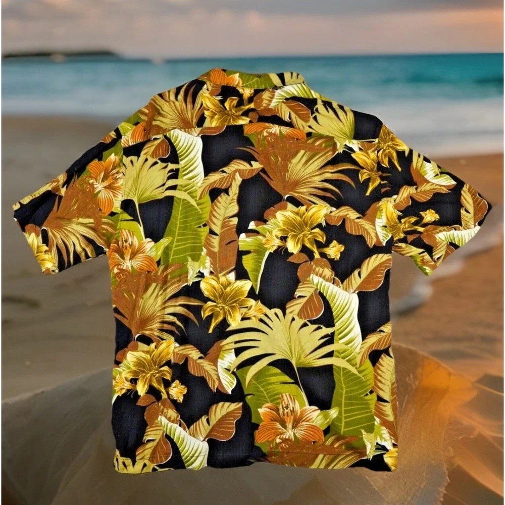 S&D Bahamas Short Sleeve Casual Shirt Tropical Print XL‎ Rayon